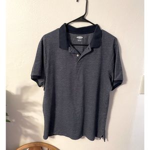 Old Navy polo mens L Variegated fabric with white and  navy.  Polo has a collar